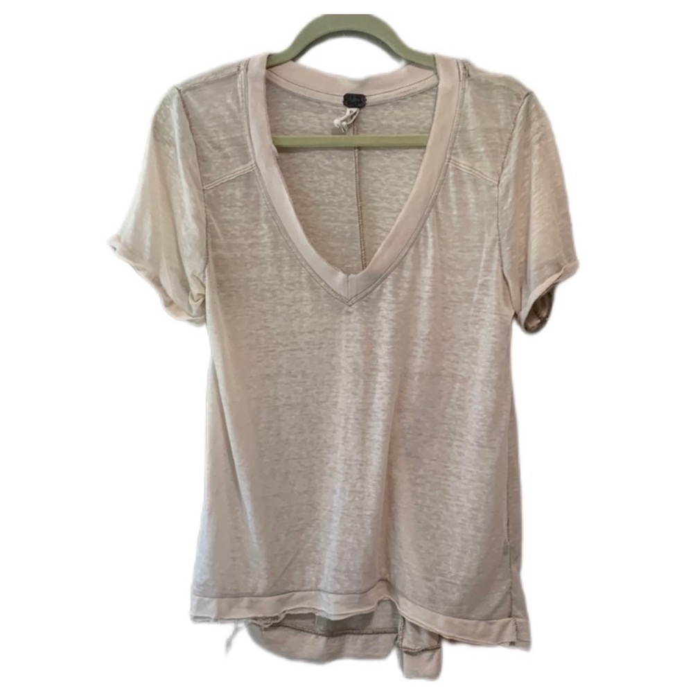 Free People We the Free Pearls Burnout V Neck Tee Shirt